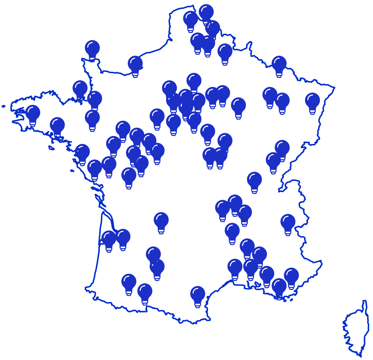 carte de france des projets de relamping soumis à Relampix